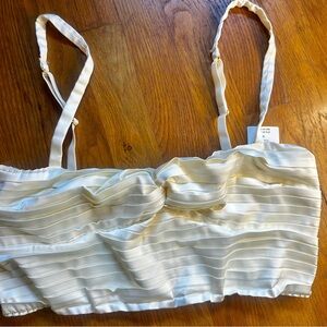 Anthropologie Ivory Ruched Satin Corset Bustier Top NWT Size M Cottagecore